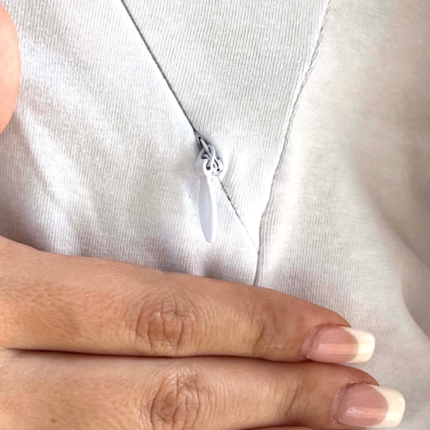 White Cotton Nursing T-Shirt for Breastfeeding - Comfortable, Stylish Top with Hidden Zippers